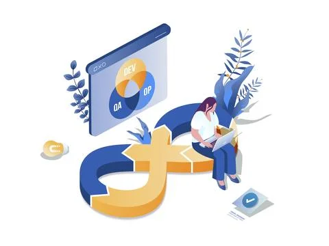 DevOps Isometric Illustration Illustrazione stock