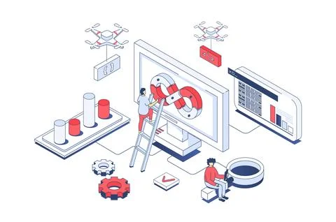 DevOps Isometric Illustration Illustrazione stock