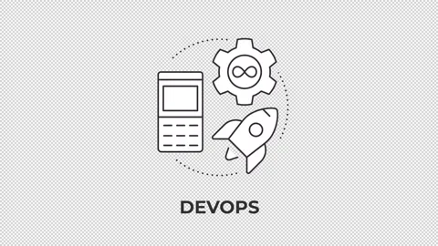 Devops line concept icon animation Stock Footage 340576329