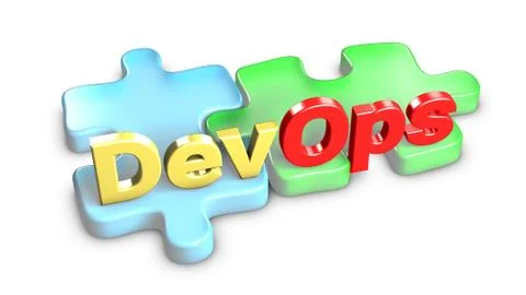 DevOps means development and operations. 3d rendering. Illustrazione stock