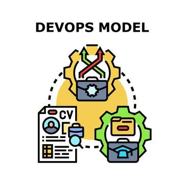 Devops model developing software and it operations teamwork Stock Illustration
