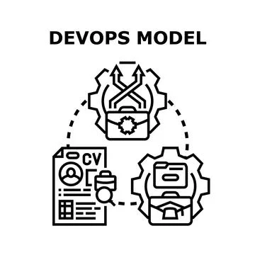 Devops model developing software and it operations teamwork Stock Illustration