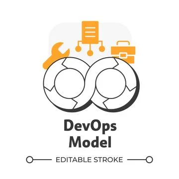 DevOps model flat outline concept icon Stock Illustration
