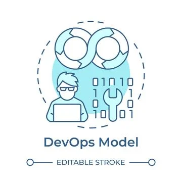 DevOps model soft blue concept icon Stock Illustration