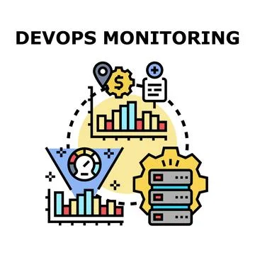 Devops monitoring process optimizing application performance and deployment 스톡 일러스트