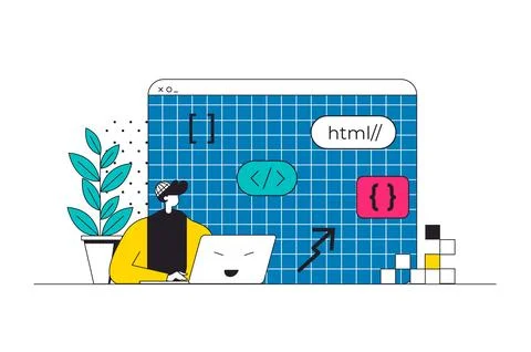 DevOps Outline Illustration Illustrazione stock