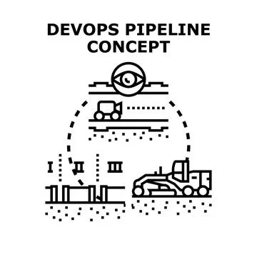 Devops pipeline concept creating software delivery process Illustrazione stock
