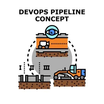 Devops pipeline concept creating software delivery process Stock Illustration