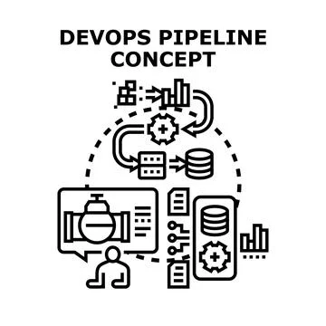 Devops pipeline concept developing software automated process イラスト素材