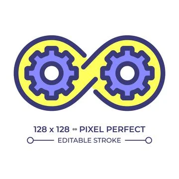 Devops pixel perfect line color icon Stockillustratie