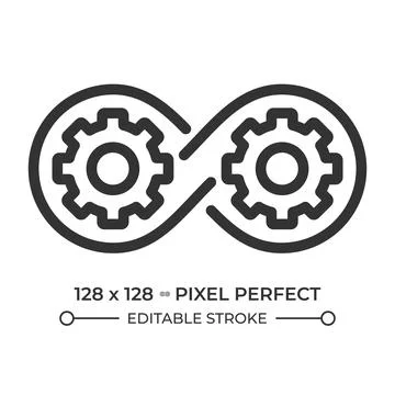 Devops pixel perfect line icon Stockillustratie