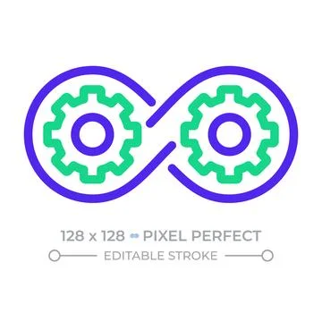 Devops pixel perfect two color line icon イラスト素材
