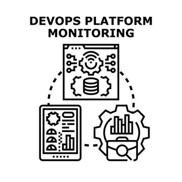 Devops platform monitoring lifecycle and analytics Stock Illustration