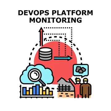 Devops platform monitoring optimizing system performance Stock Illustration