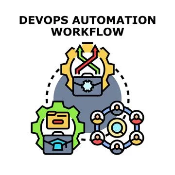 Devops process automation workflow concept Illustrazione stock