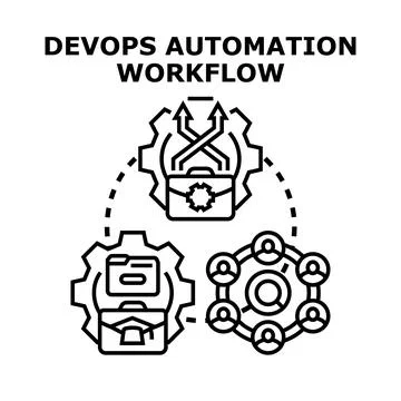 Devops process automation workflow concept Stock Illustration
