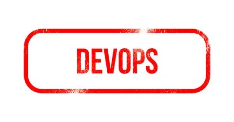 DevOps - red grunge rubber, stamp Ilustración de archivo