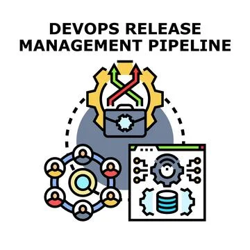 Devops release management pipeline concept illustrating agile software deve.. Stock Illustration