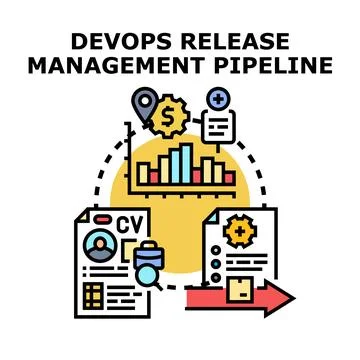 Devops release management pipeline continuous delivery process Stock Illustration
