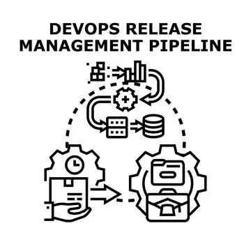 Devops release management pipeline continuous integration icon Stock Illustration