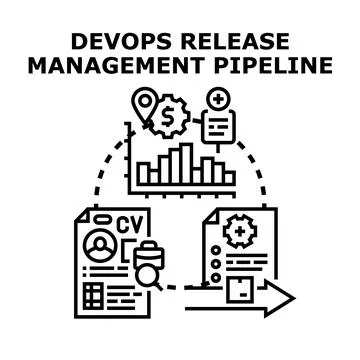 Devops release management pipeline continuous delivery process イラスト素材