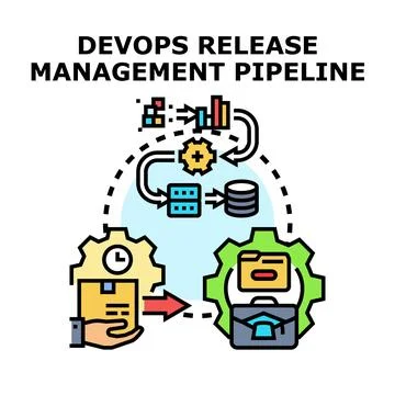 Devops release management pipeline continuous integration icon イラスト素材