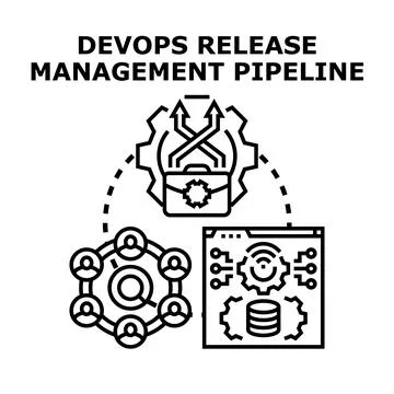 Devops release management pipeline visual representing collaboration, continu 스톡 일러스트