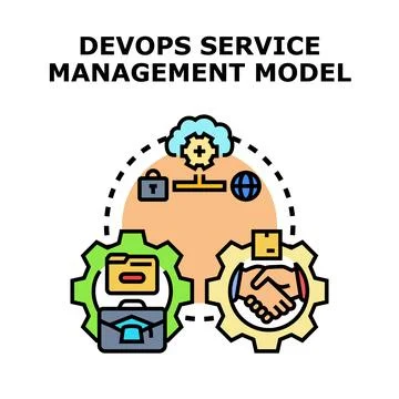 Devops service management model connecting it operations Stock Illustration