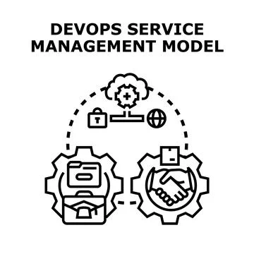 Devops service management model connecting it operations Stock Illustration