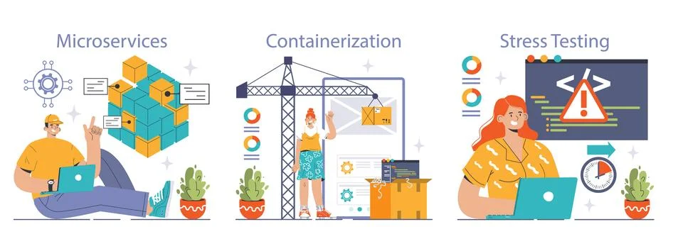 DevOps set. Software development methodology. Software development イラスト素材