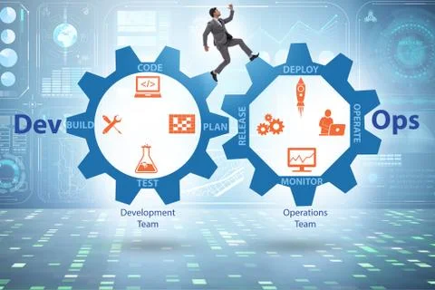 DevOps software development IT concept Stockfoto's