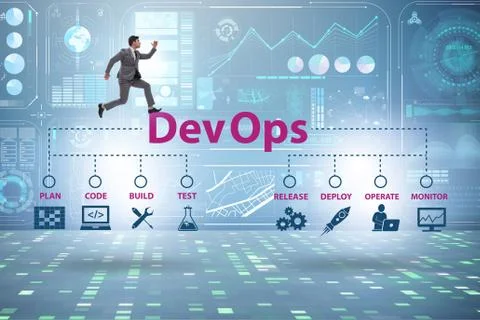 DevOps software development IT concept Stockfoto's