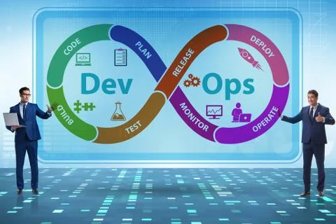 DevOps software development IT concept Stockfoto's