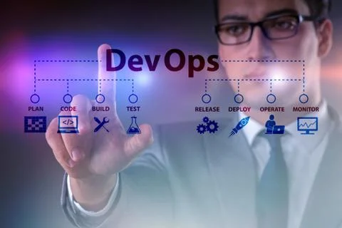 DevOps software development IT concept Stockfoto's