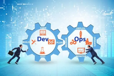 DevOps software development IT concept Stockfoto's