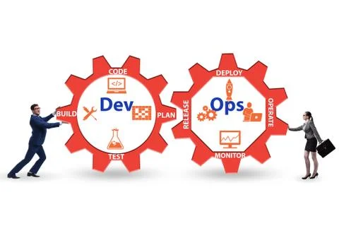 DevOps software development IT concept Stockfoto's
