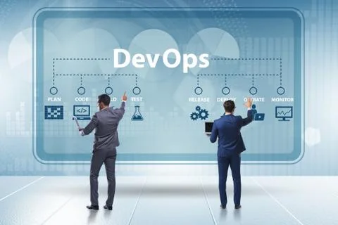 DevOps software development IT concept Stockfoto's