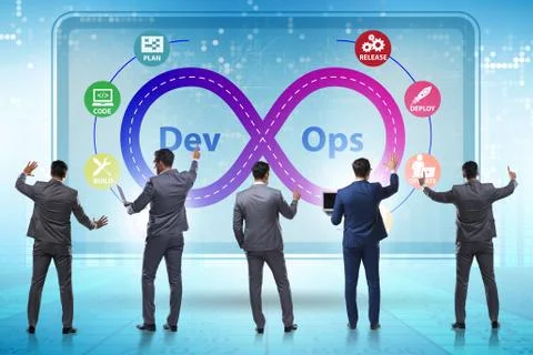 DevOps software development IT concept Stockfoto's