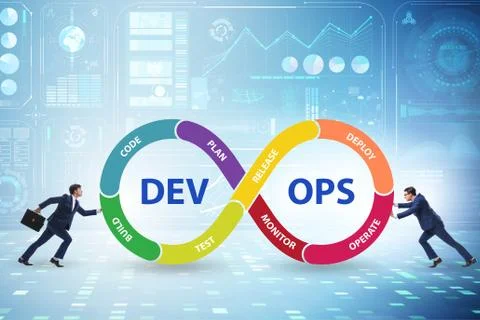DevOps software development IT concept Stockfoto's