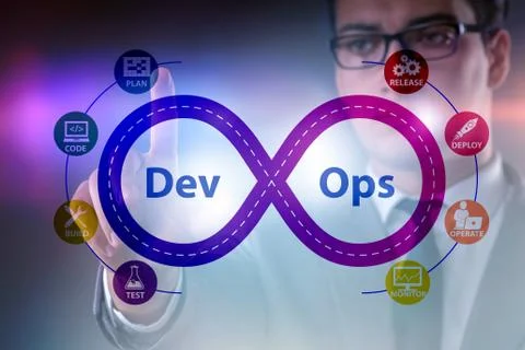 DevOps software development IT concept Stockfoto's