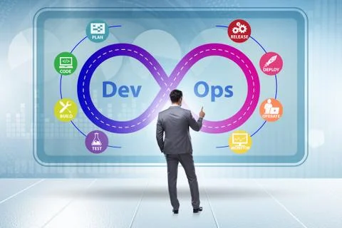 DevOps software development IT concept Stockfoto's