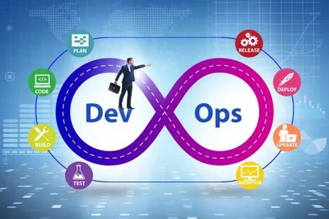 DevOps software development IT concept Stockfoto's