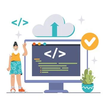 DevOps. Software development methodology. Software development Stock Illustration