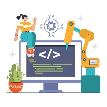 DevOps. Software development methodology. Software development Stock Illustration
