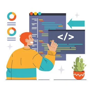 DevOps. Software development methodology. Software development Stock Illustration
