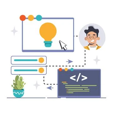 DevOps. Software development methodology. Software development イラスト素材