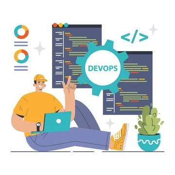 DevOps. Software development methodology. Software development イラスト素材