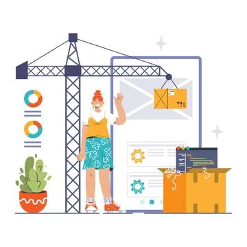 DevOps. Software development methodology. Software development イラスト素材