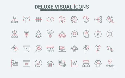 DevOps, software development process methodology, code and bug testing line icon Stock Illustration