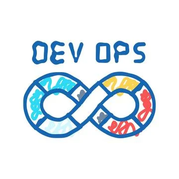 Devops software icon doodle illustration 스톡 일러스트
